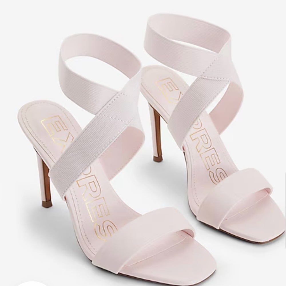 👠 Express Women’s Size 9 Blush Pink Elastic Strap 4” Stiletto Sandals NWT